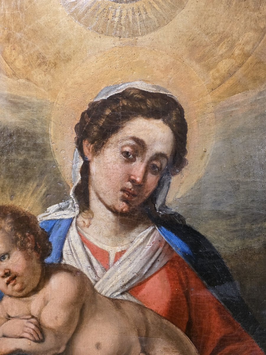 Grande huile sur toile du XVIIe siècle, œuvre d'un artiste ombrien.-photo-3