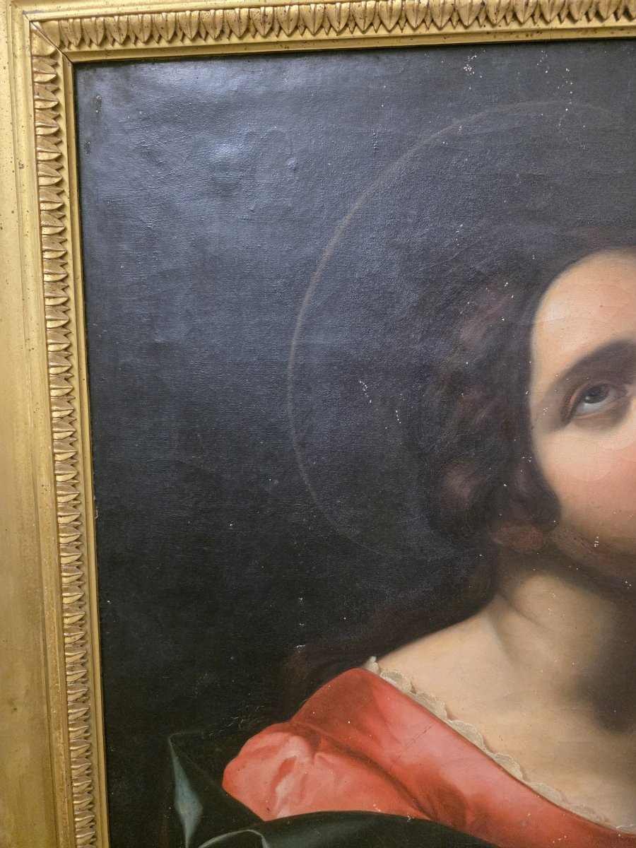 Huile sur toile de Carlo Dolci, fin XVIIIe-début XIXe siècle, représentant : Sainte Apolline-photo-4