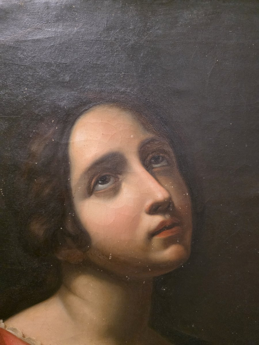Huile sur toile de Carlo Dolci, fin XVIIIe-début XIXe siècle, représentant : Sainte Apolline-photo-5