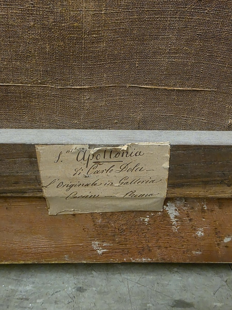 Huile sur toile de Carlo Dolci, fin XVIIIe-début XIXe siècle, représentant : Sainte Apolline-photo-6