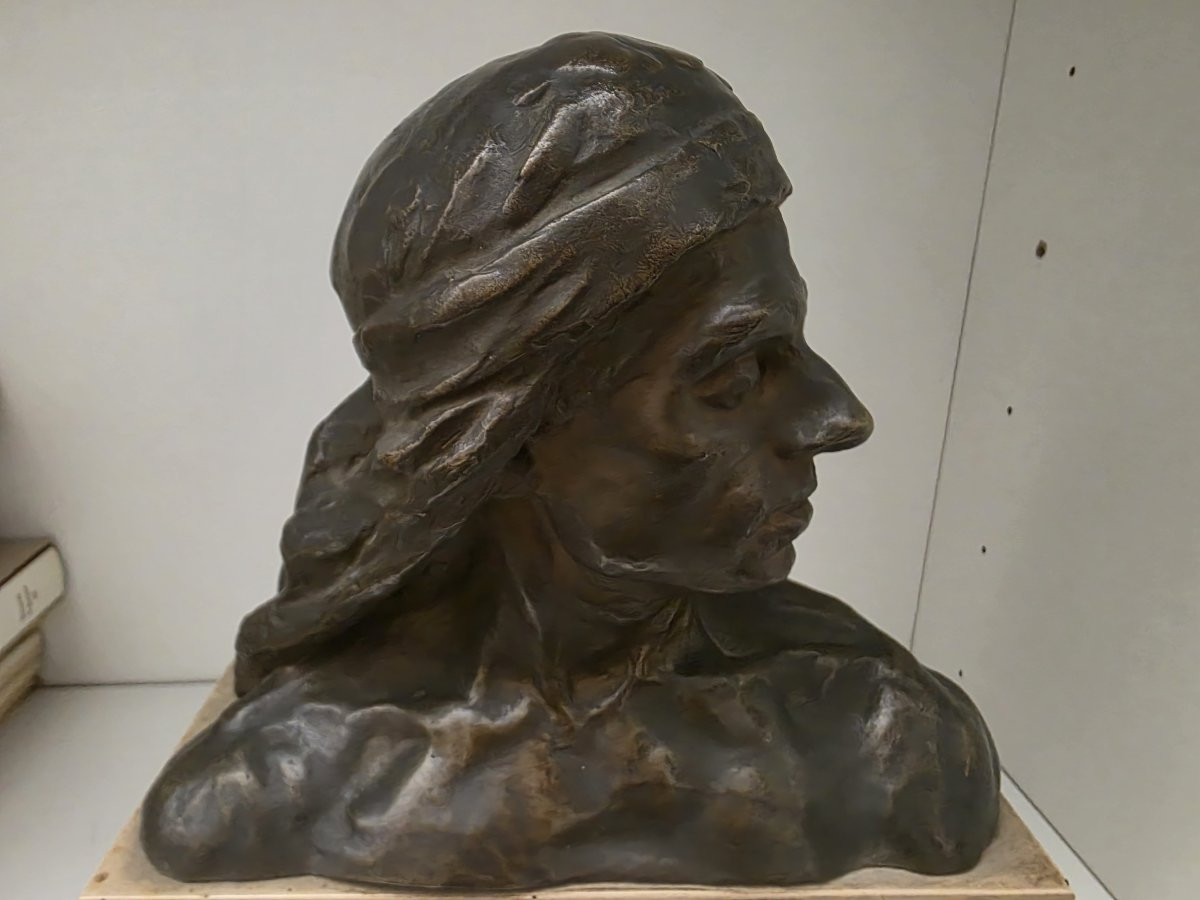 Male Half-bust In Bronze Signed Pasquale Monaco-photo-2