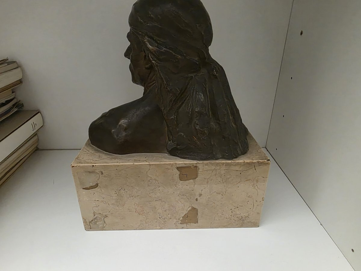 Male Half-bust In Bronze Signed Pasquale Monaco-photo-2