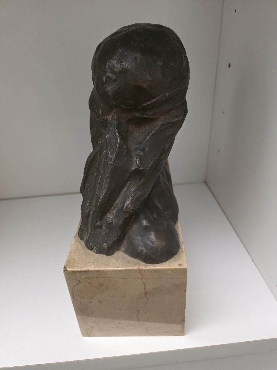 Male Half-bust In Bronze Signed Pasquale Monaco-photo-3