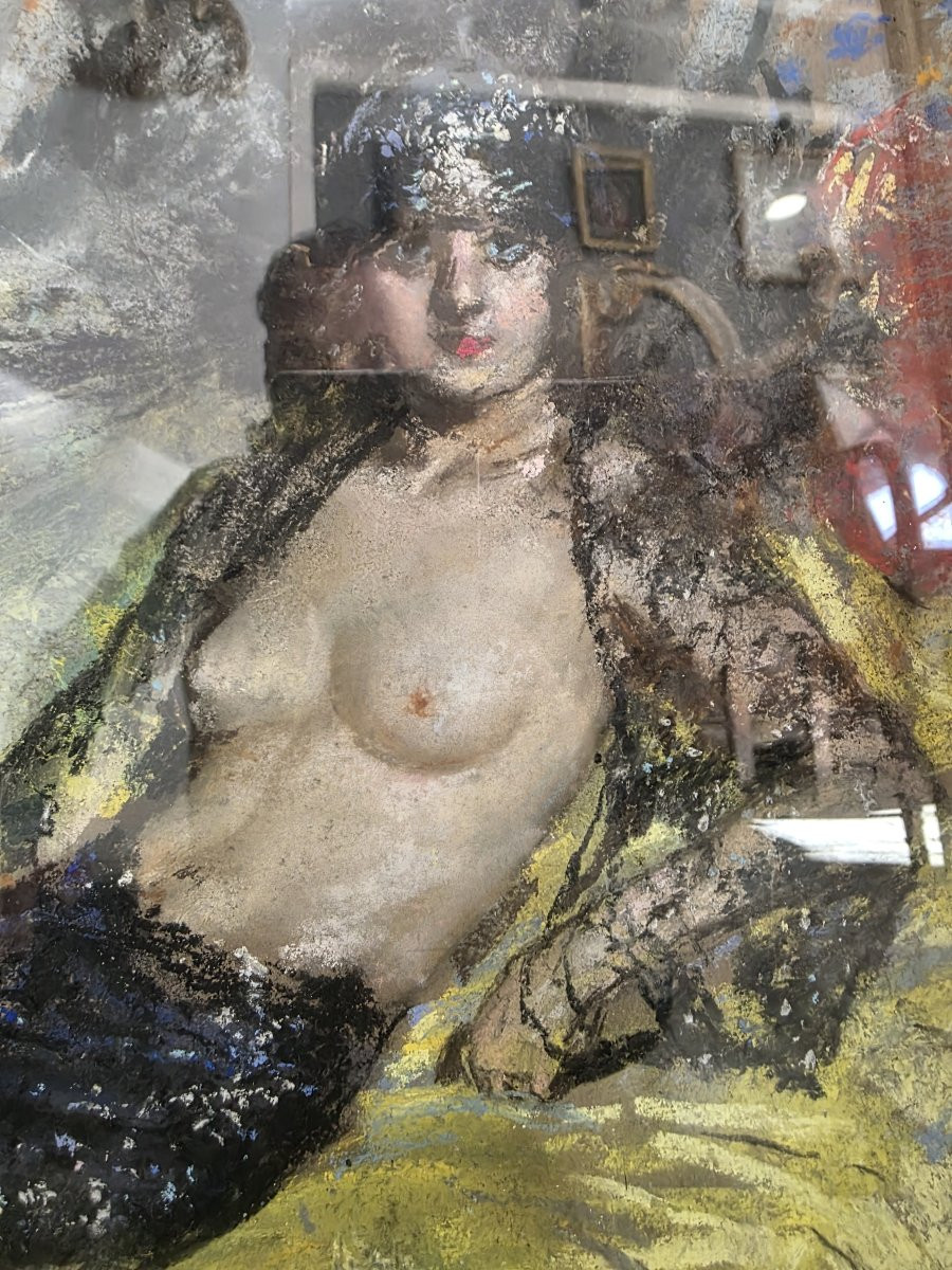 Pastel Painting On Paper Depicting A Meritorious Woman, Signed Roberto Carignani-photo-4