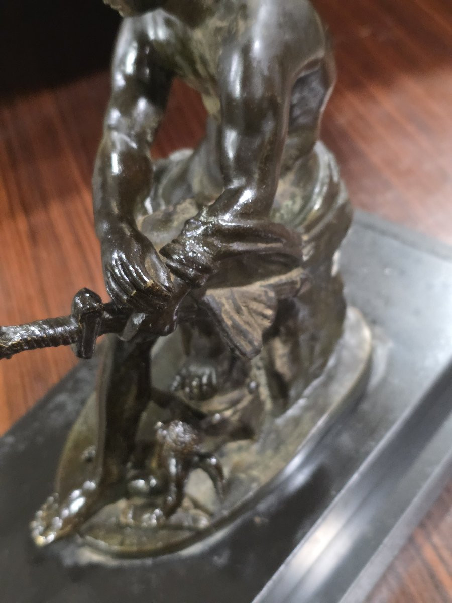 Sculpture en bronze patiné « Mars Ludovisi », copie d'une œuvre ancienne, XIXe siècle.-photo-3