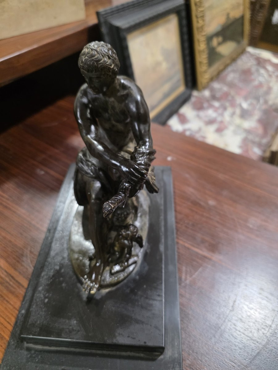 Sculpture en bronze patiné « Mars Ludovisi », copie d'une œuvre ancienne, XIXe siècle.-photo-1