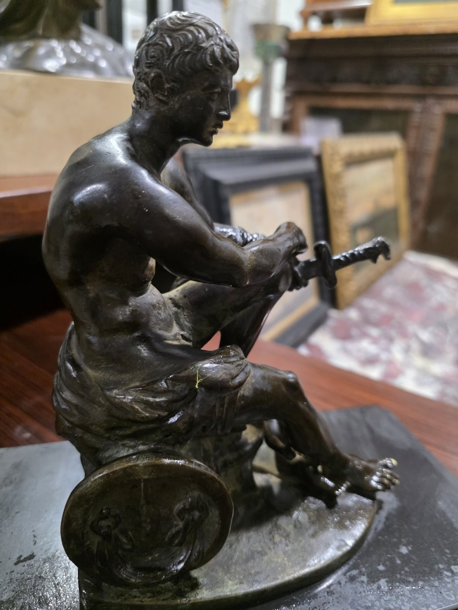 Sculpture en bronze patiné « Mars Ludovisi », copie d'une œuvre ancienne, XIXe siècle.-photo-5