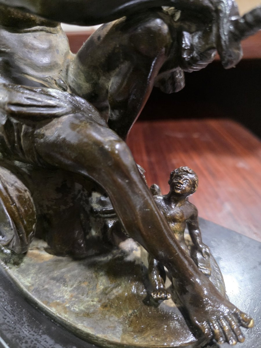 Sculpture en bronze patiné « Mars Ludovisi », copie d'une œuvre ancienne, XIXe siècle.-photo-7