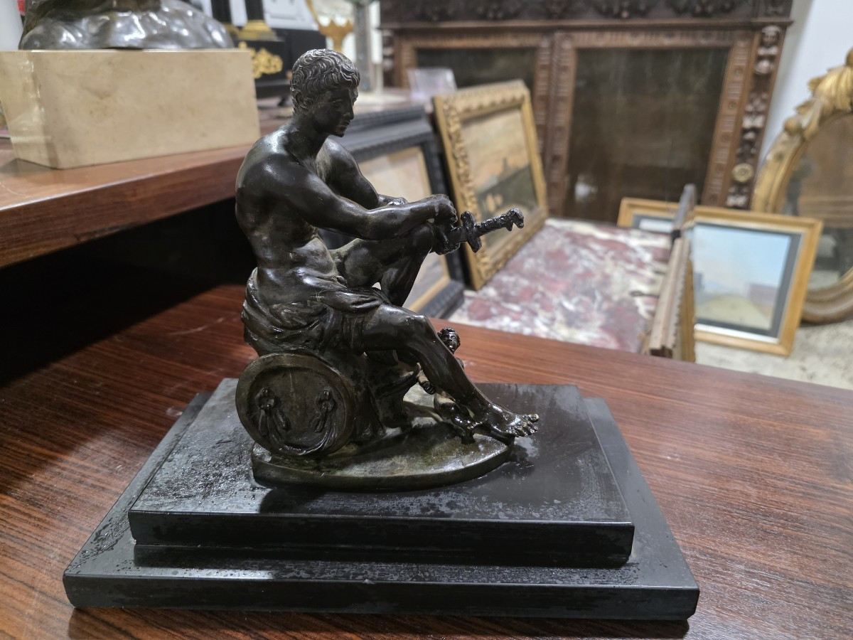 Sculpture en bronze patiné « Mars Ludovisi », copie d'une œuvre ancienne, XIXe siècle.