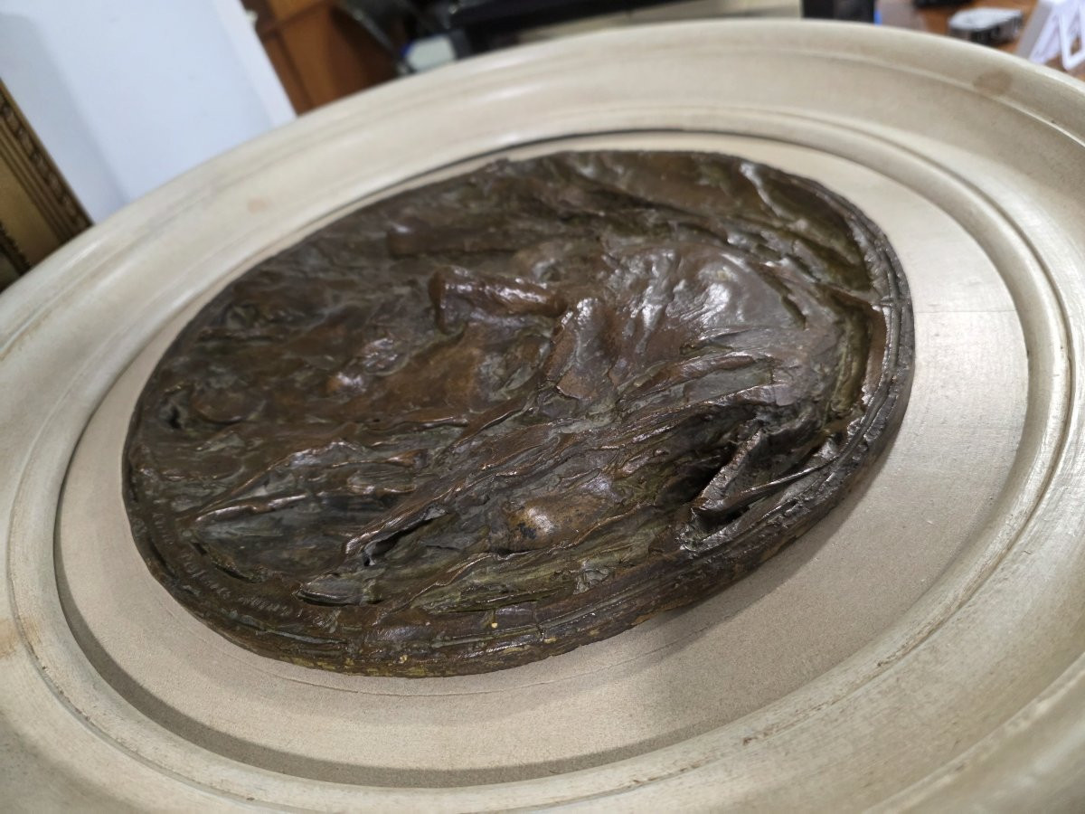 Bas-relief rond en bronze représentant le Saint Suaire, signé Alceo Dossena, Rome, 1918-photo-6
