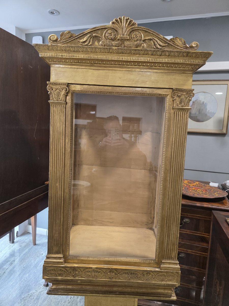 Large Gilded Display Cabinet With A Gilded Base, Louis XVI Period, Central Italy-photo-3