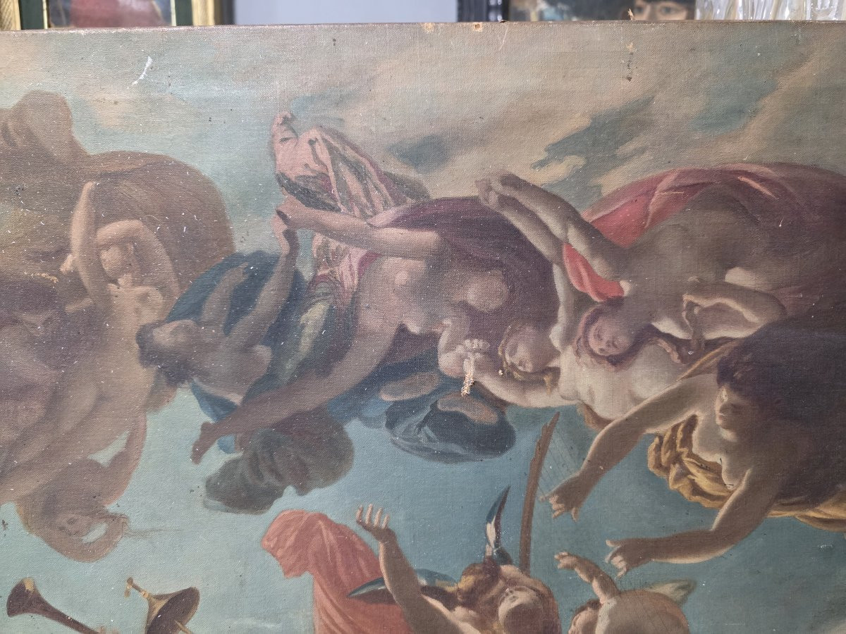 Oil On Canvas Sketch For The Fresco "triumphal Allegory" From The Early 19th Century.-photo-2