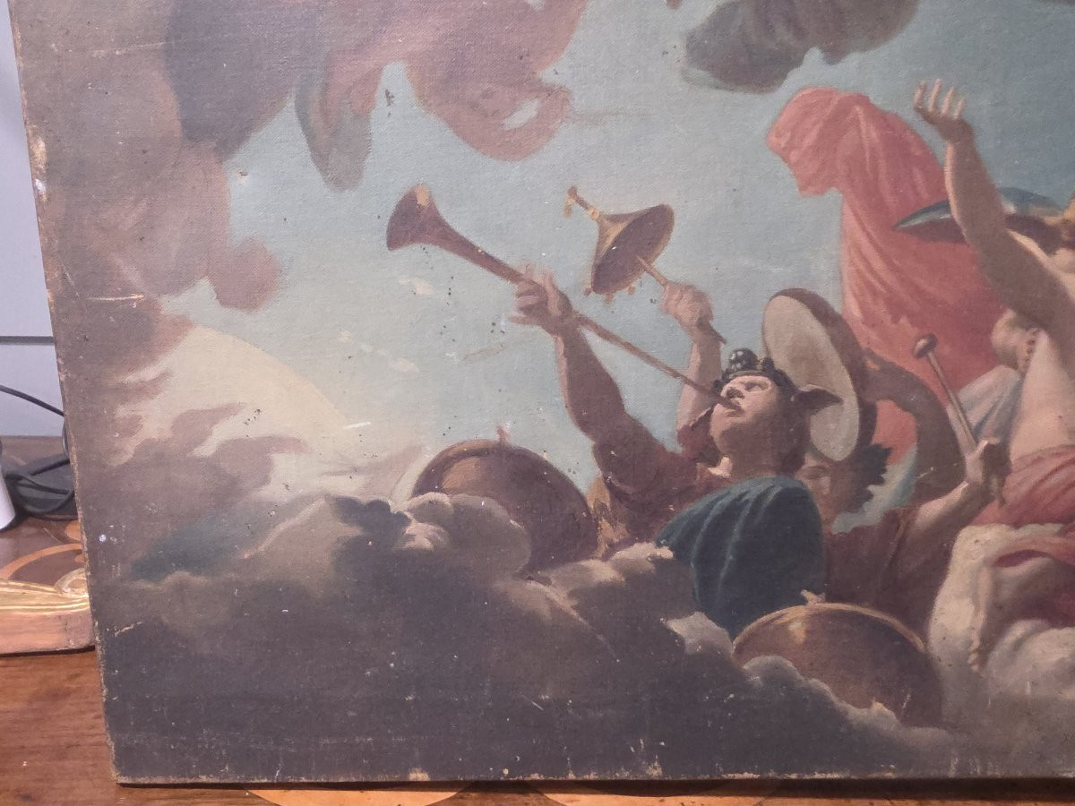 Oil On Canvas Sketch For The Fresco "triumphal Allegory" From The Early 19th Century.-photo-1