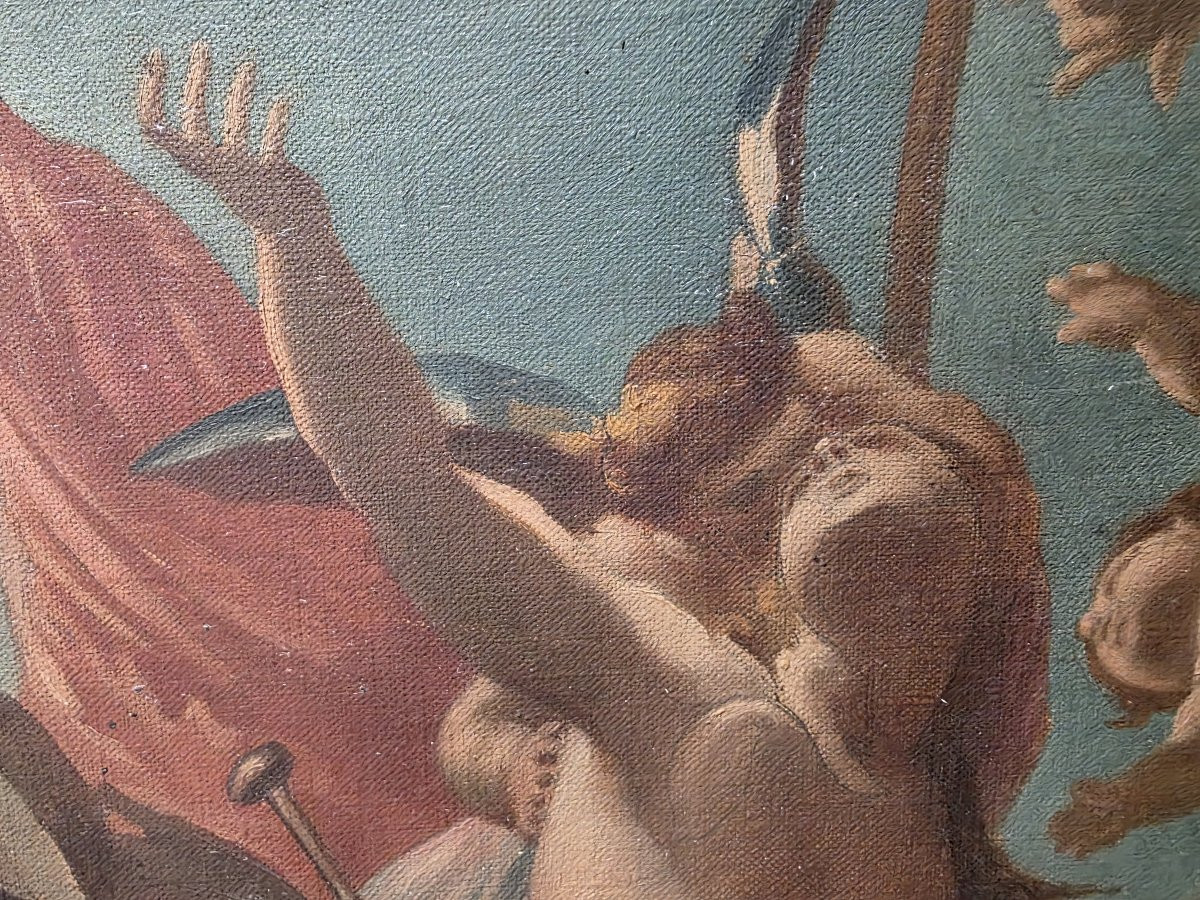 Oil On Canvas Sketch For The Fresco "triumphal Allegory" From The Early 19th Century.-photo-2