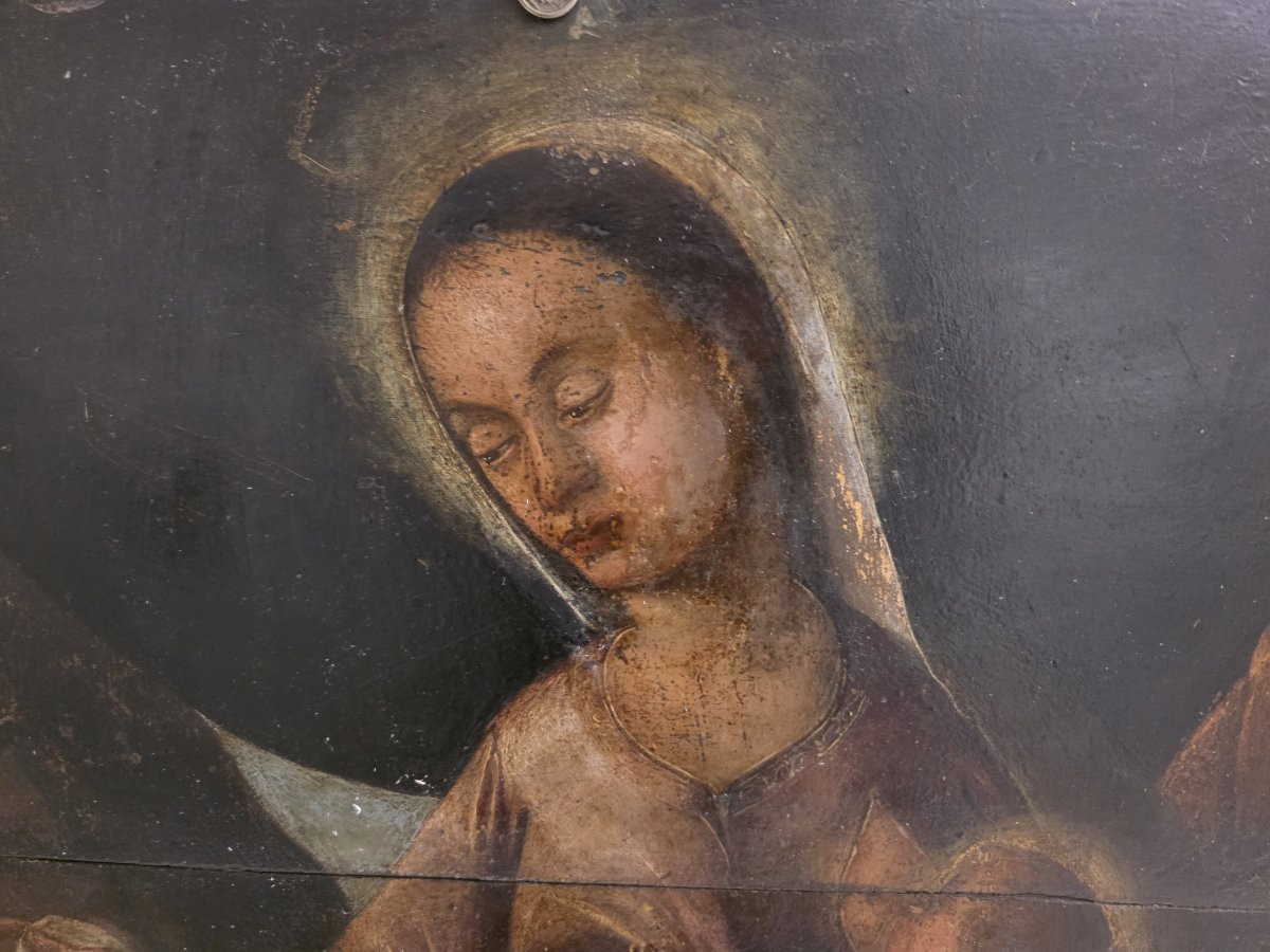 Huile sur panneau, fin du XVIe siècle, « La Sainte Famille », Italie centrale-photo-3