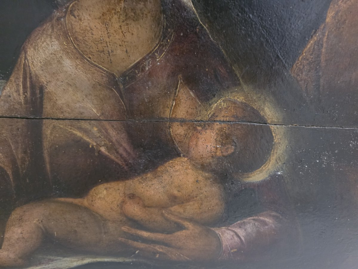 Huile sur panneau, fin du XVIe siècle, « La Sainte Famille », Italie centrale-photo-4