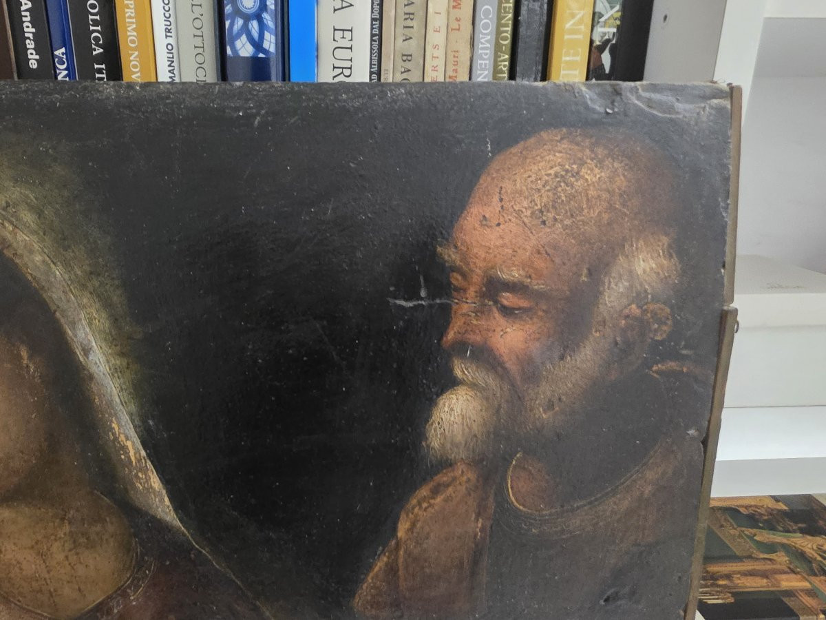 Huile sur panneau, fin du XVIe siècle, « La Sainte Famille », Italie centrale-photo-2