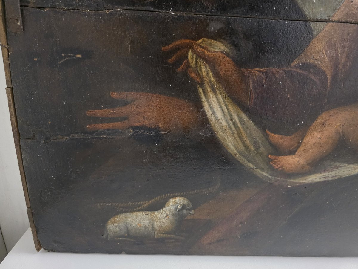 Huile sur panneau, fin du XVIe siècle, « La Sainte Famille », Italie centrale-photo-4