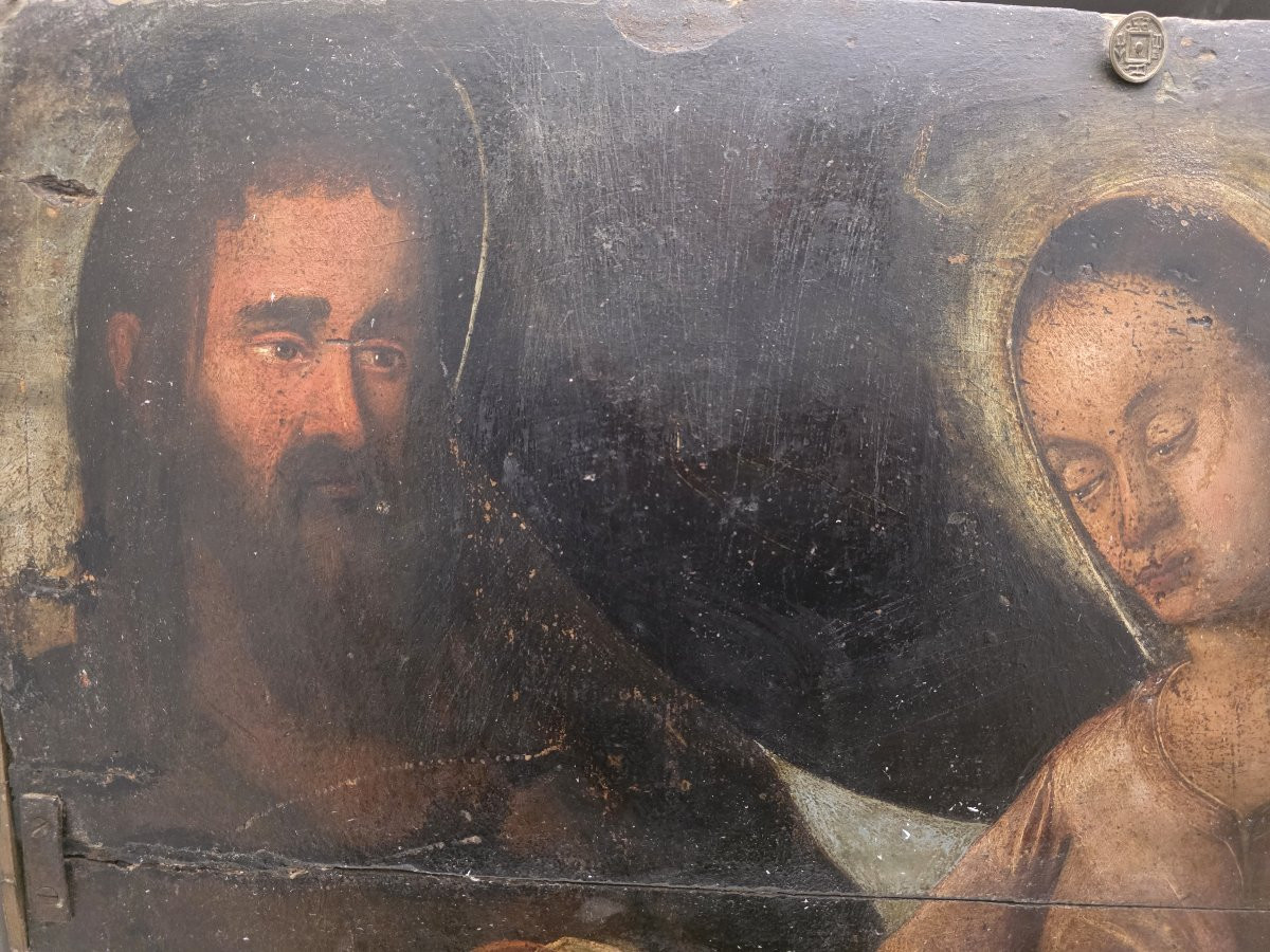 Huile sur panneau, fin du XVIe siècle, « La Sainte Famille », Italie centrale-photo-6