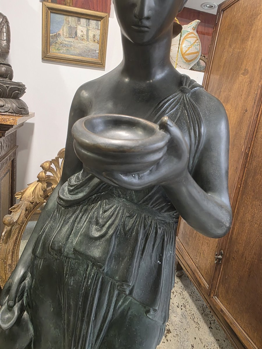  Sculpture en bronze d'Hébé, d'après le modèle de Thorwaldsen - début du XXe siècle-photo-1