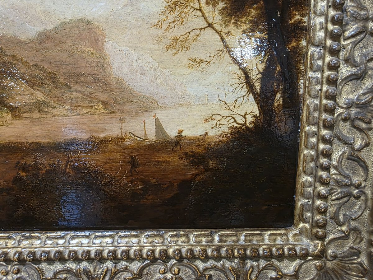 17th-century Flemish Oil On Panel "landscape"-photo-1