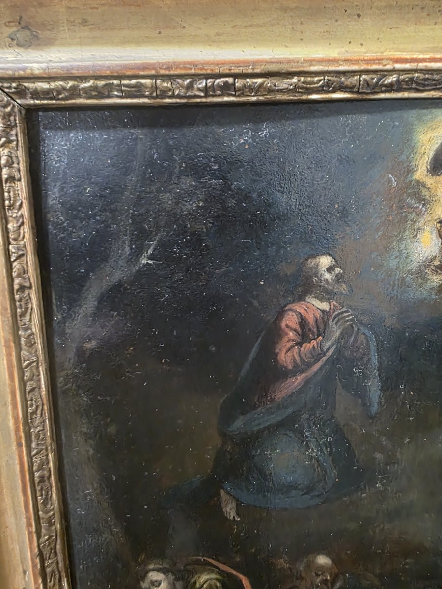 17th-century Oil On Copper "christ's Prayer In The Garden Of Gethsemane"-photo-3