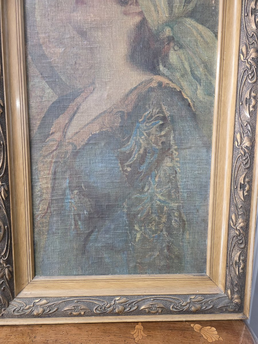 Chromolithographie « Figure féminine. Buste de femme »  Période Art nouveau-photo-2