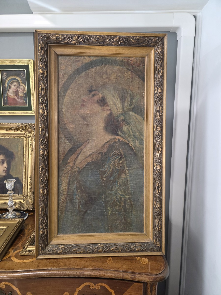 Chromolithographie « Figure féminine. Buste de femme »  Période Art nouveau