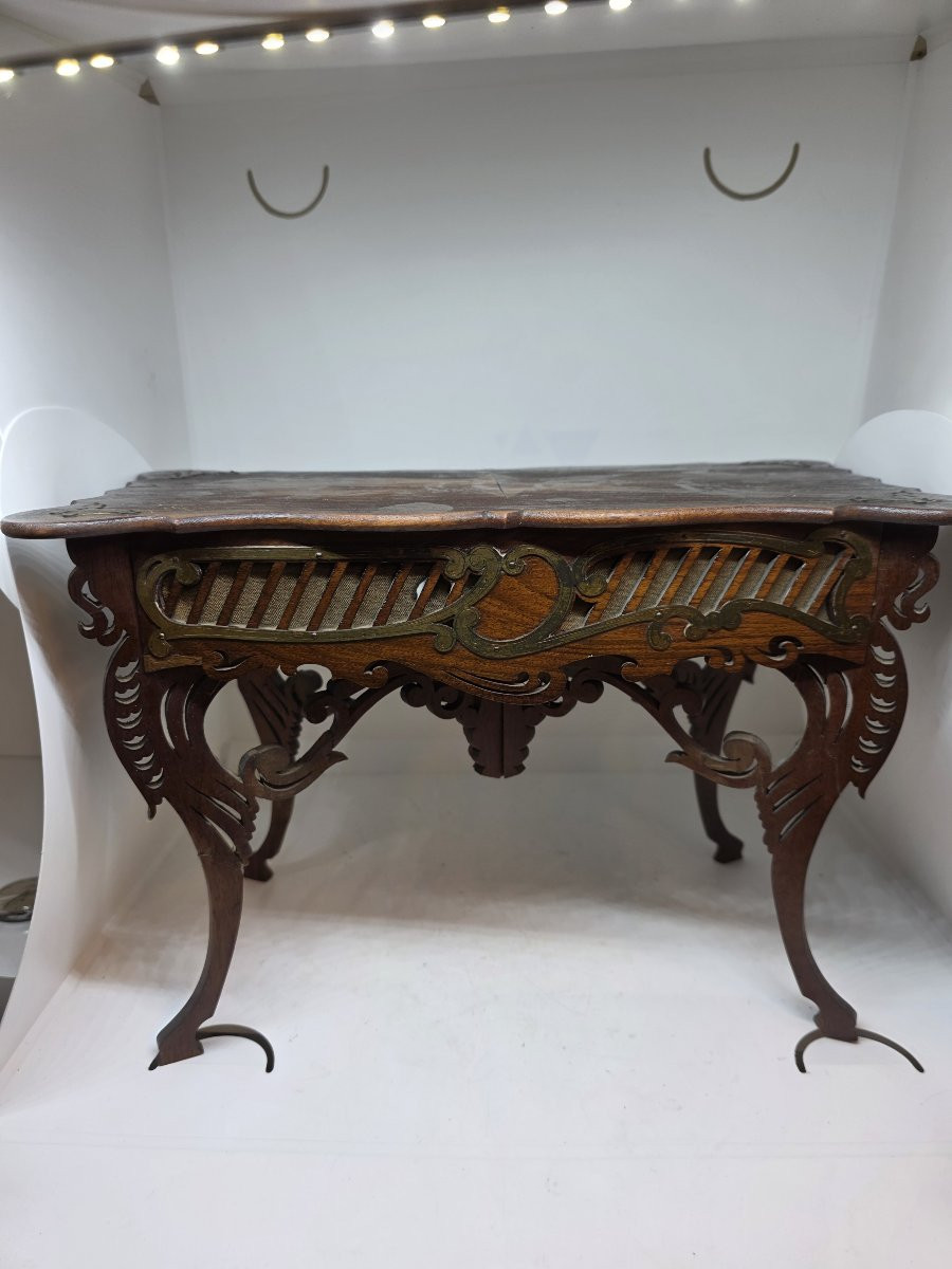 Table modèle française à tiroir. Milieu du XIXe siècle.-photo-2