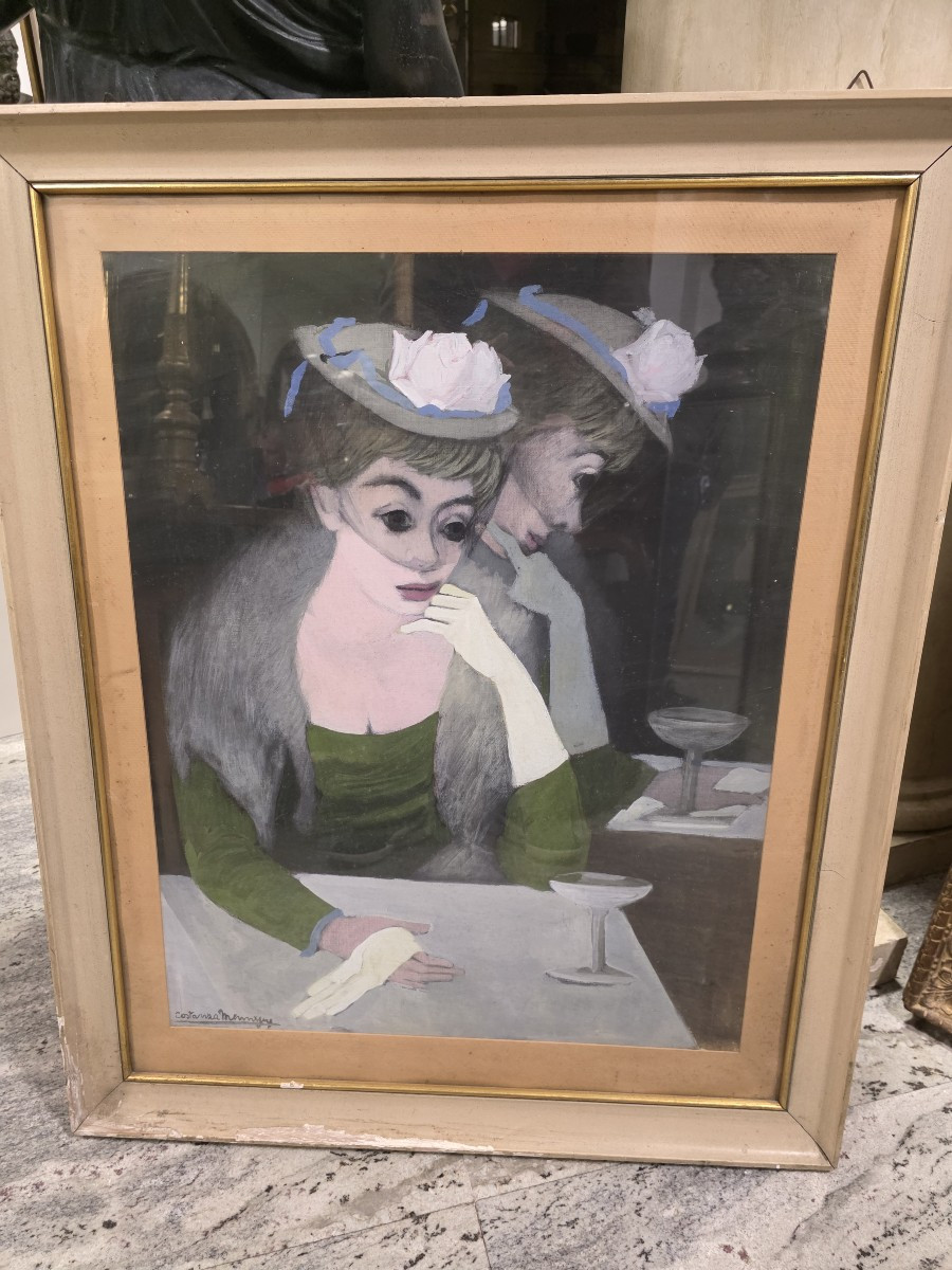 "woman," Oil On Canvas, 76 X 60 Cm, By Painter Costanza Mennyey Capogrossi