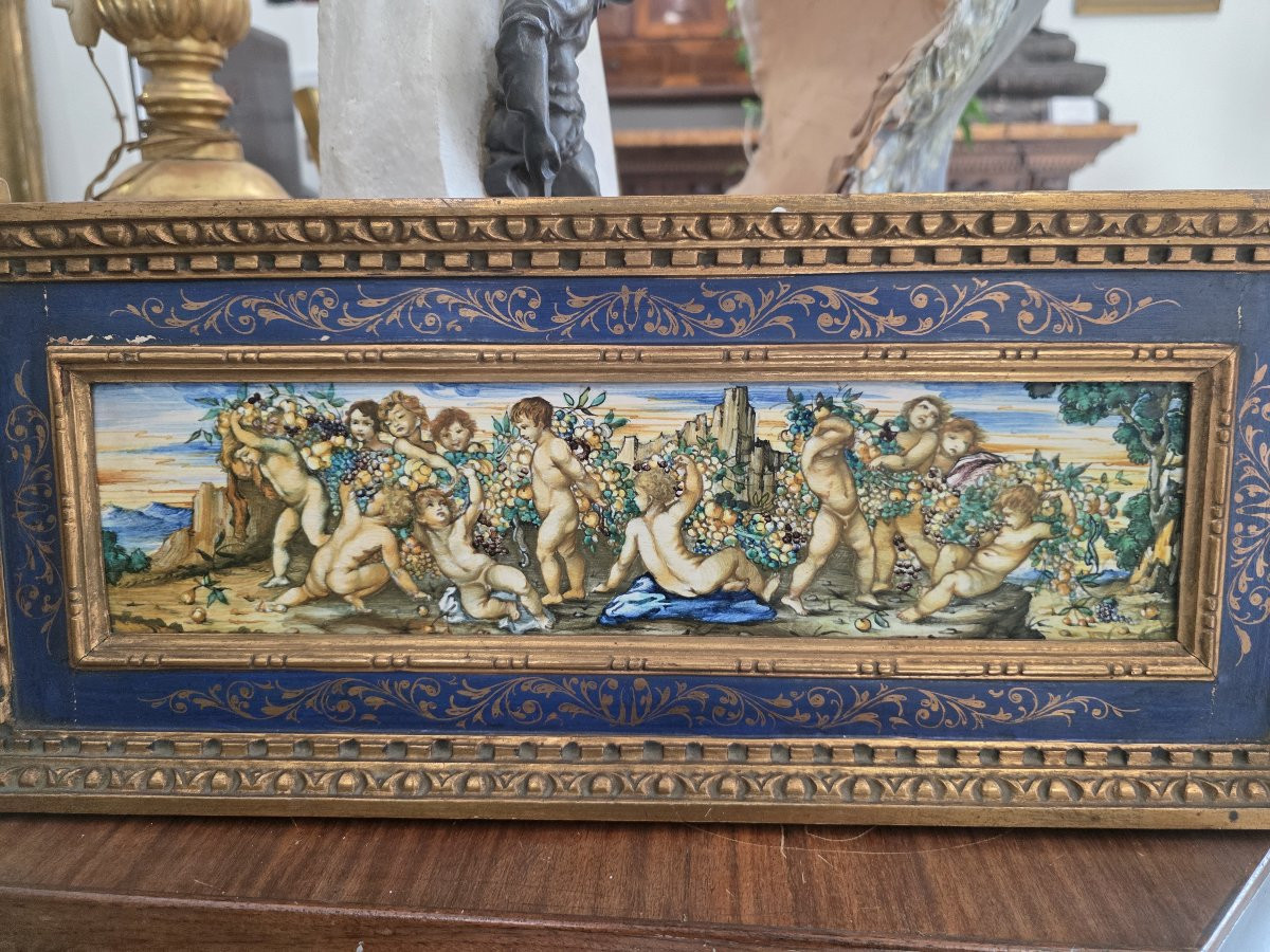 Polychrome Majolica Tile Signed By Molaroni Pesaro-photo-2
