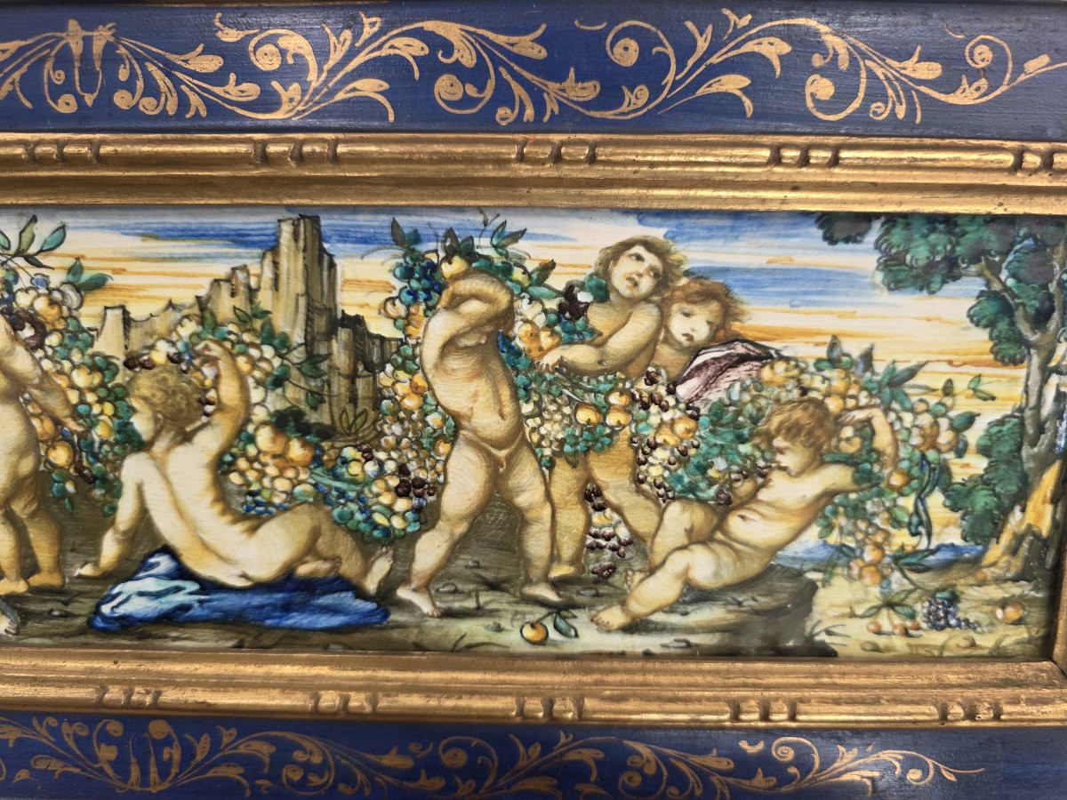 Polychrome Majolica Tile Signed By Molaroni Pesaro-photo-3