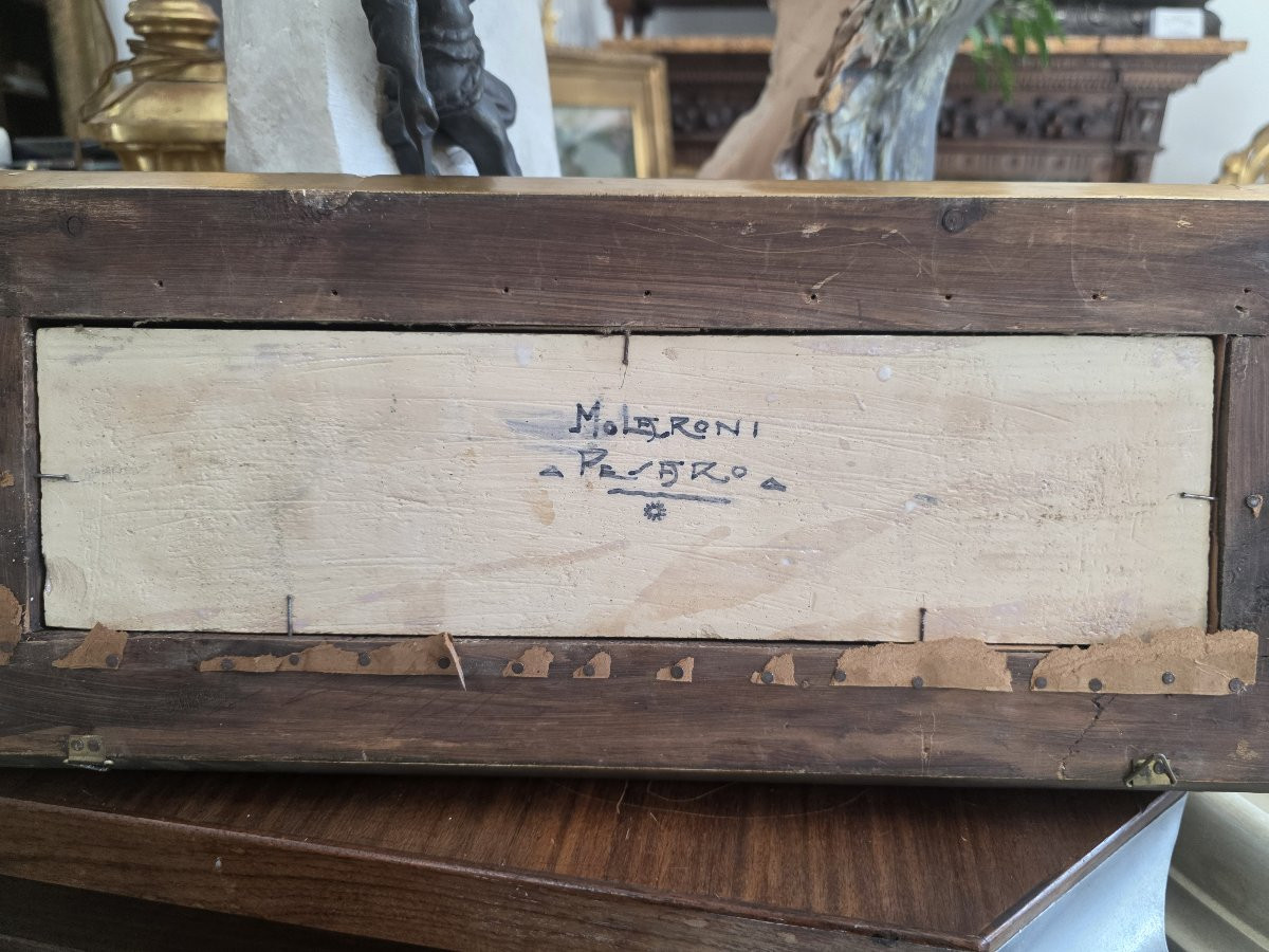 Polychrome Majolica Tile Signed By Molaroni Pesaro-photo-4