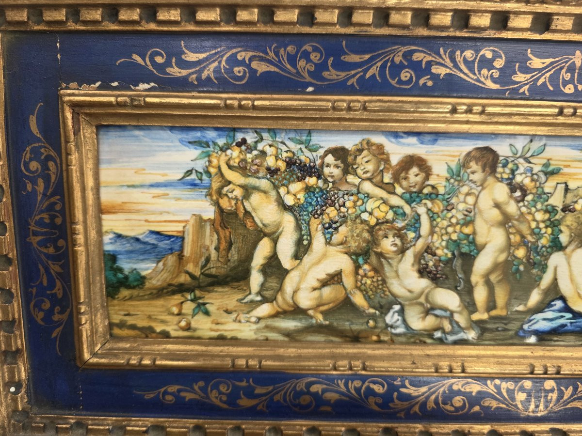 Polychrome Majolica Tile Signed By Molaroni Pesaro-photo-1