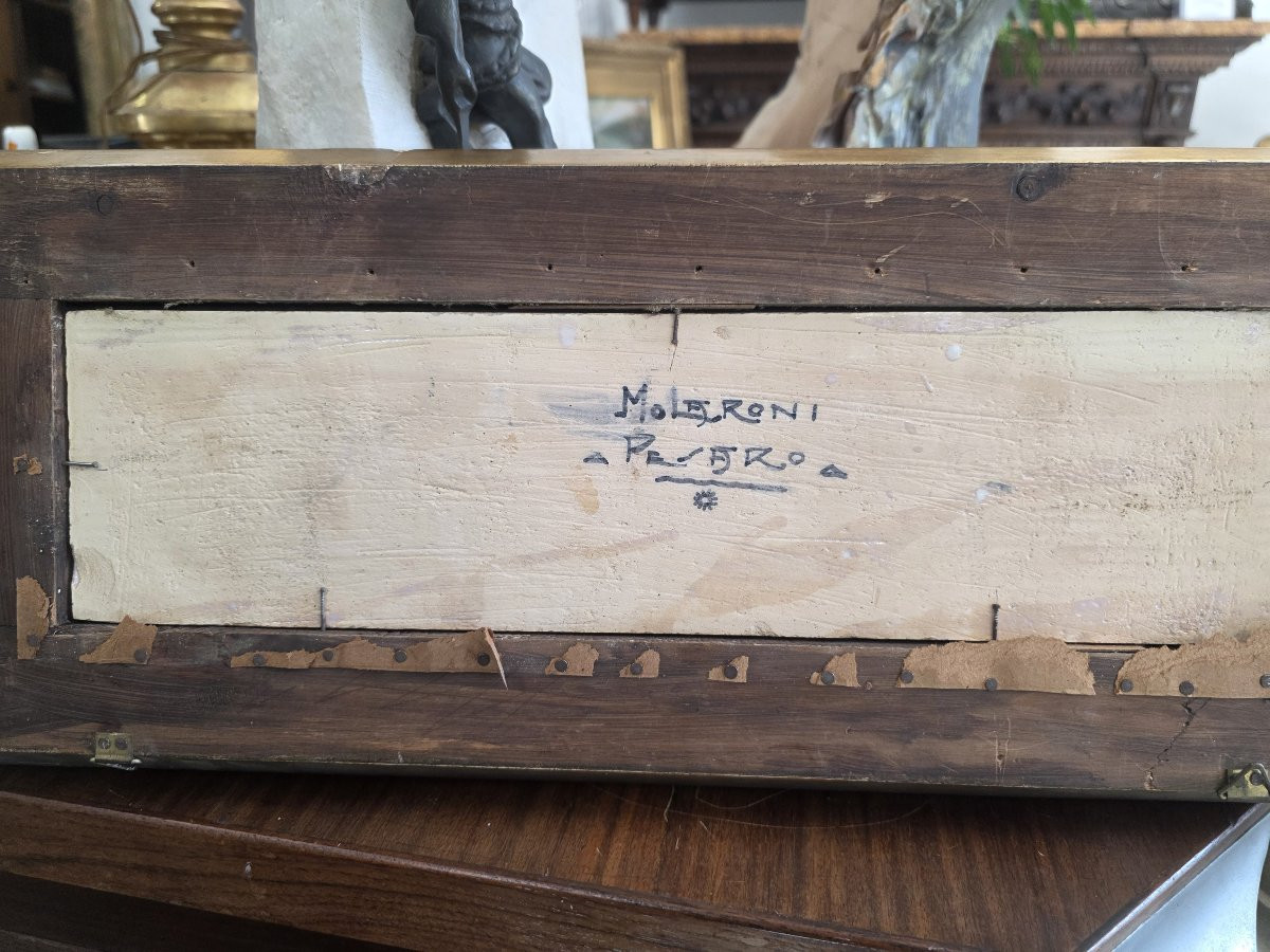 Polychrome Majolica Tile Signed By Molaroni Pesaro-photo-2