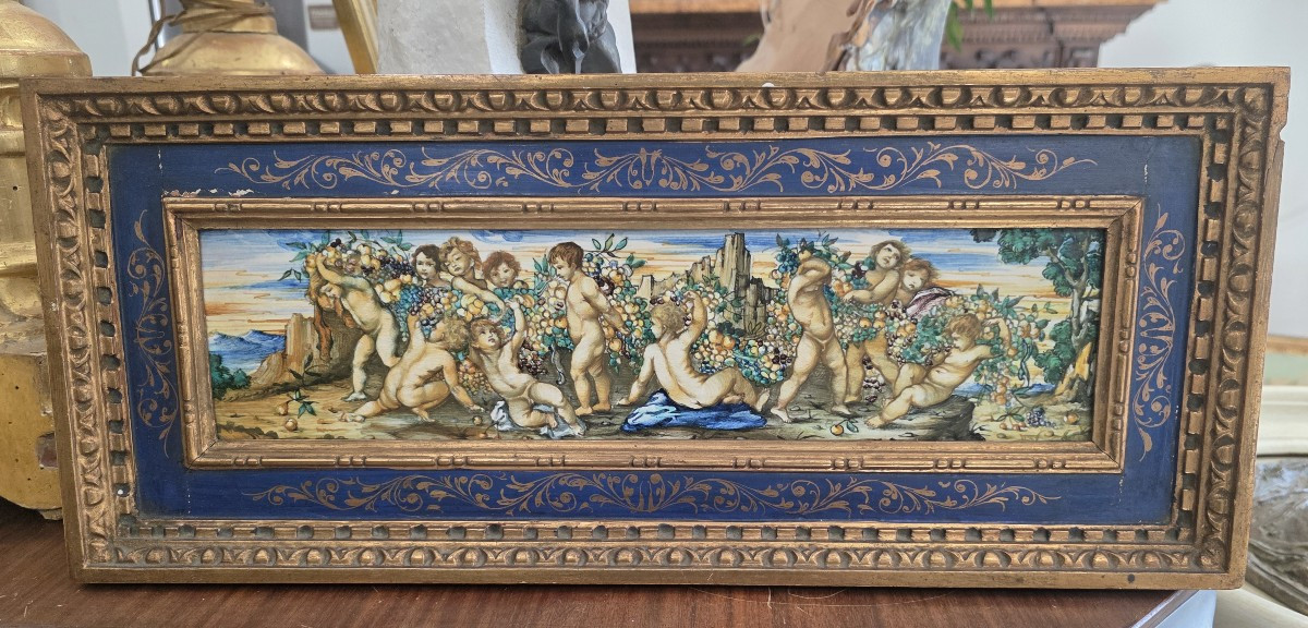 Polychrome Majolica Tile Signed By Molaroni Pesaro