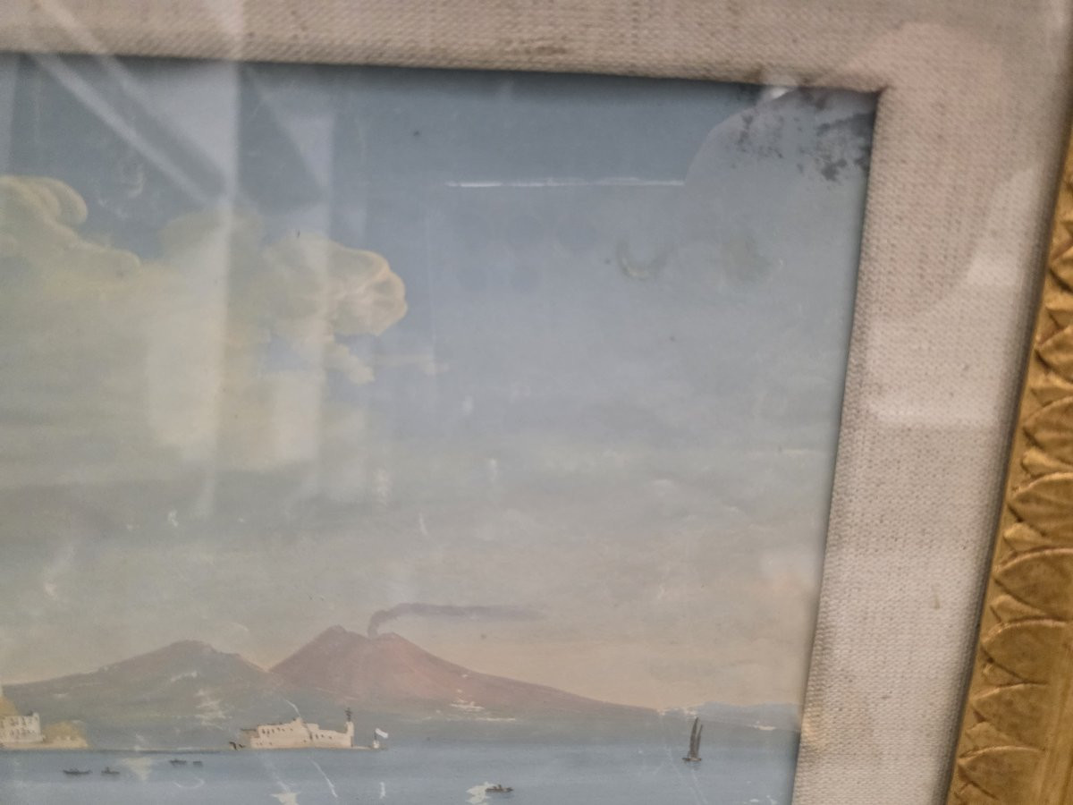 Vue de la Villa Royale depuis Margellina, Naples, milieu du XIXe siècle, gouache sur papier -photo-3