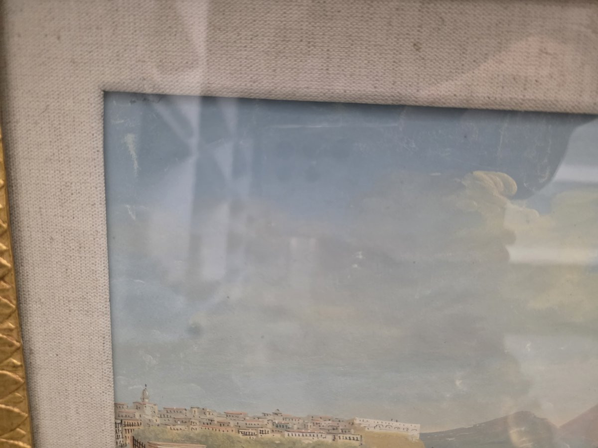 Vue de la Villa Royale depuis Margellina, Naples, milieu du XIXe siècle, gouache sur papier -photo-3