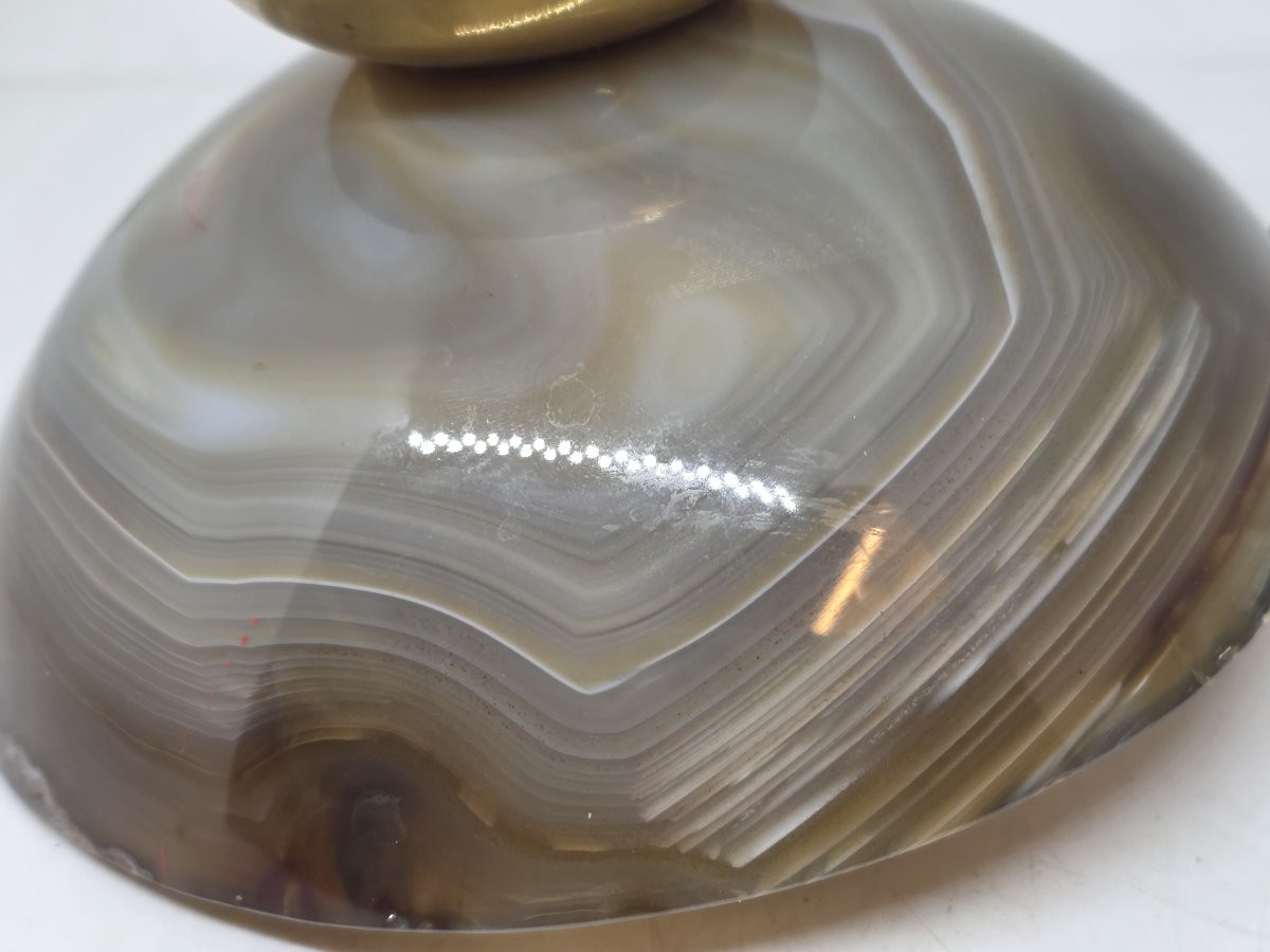 Agate Bowl On A Vermeil Silver Base And A Vermeil Silver Flower-photo-5
