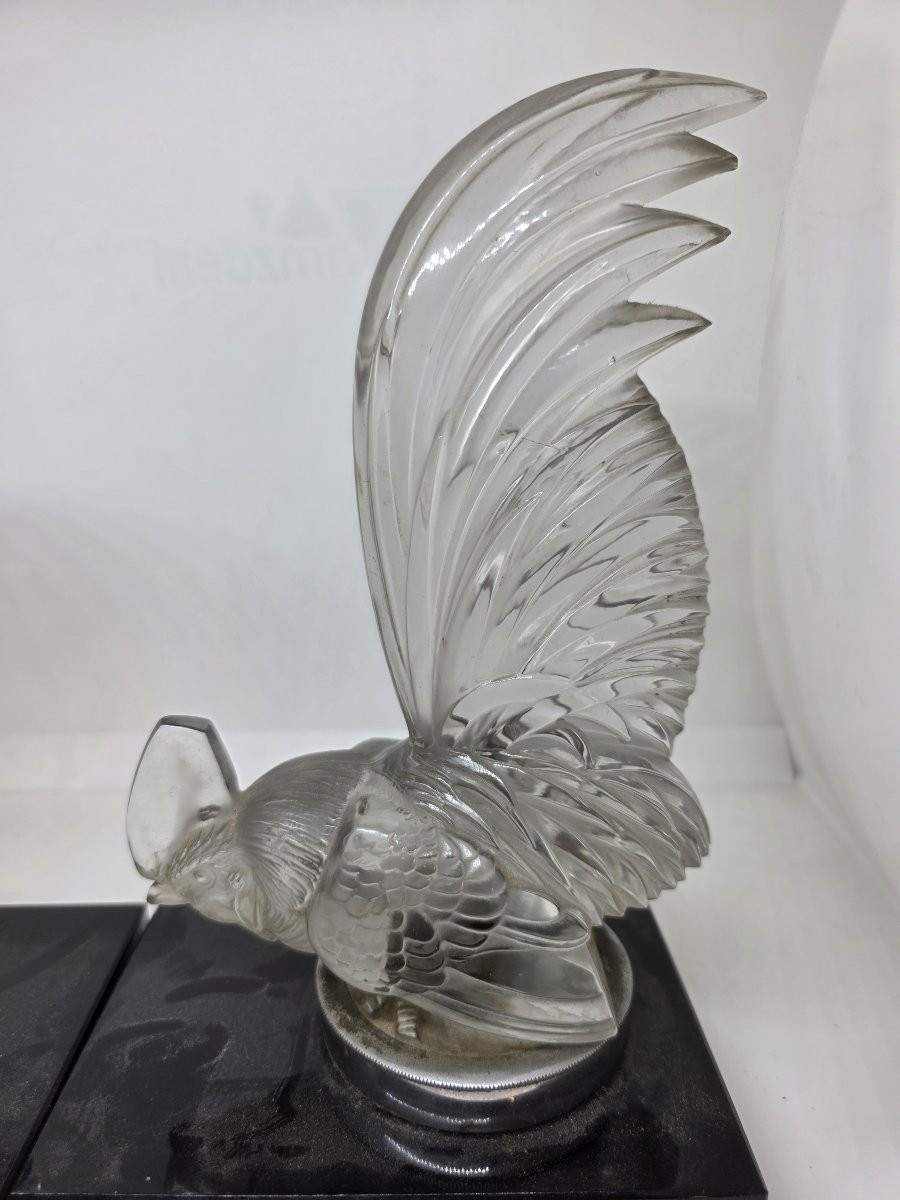 Pair Of Crystal Roosters By R. Lalique, Late 1920s-photo-2