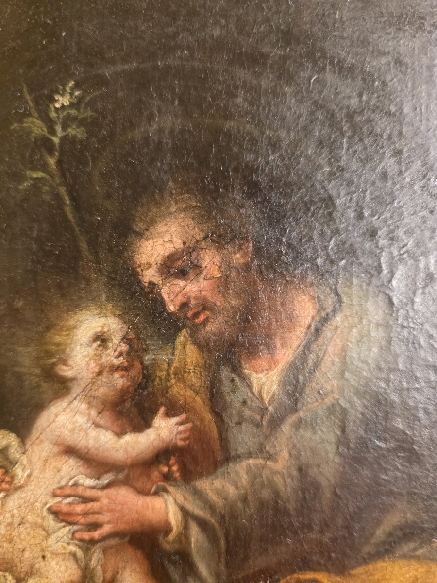 Painting Depicting Saint Joseph With The Child Jesus. Baroque Period.-photo-3