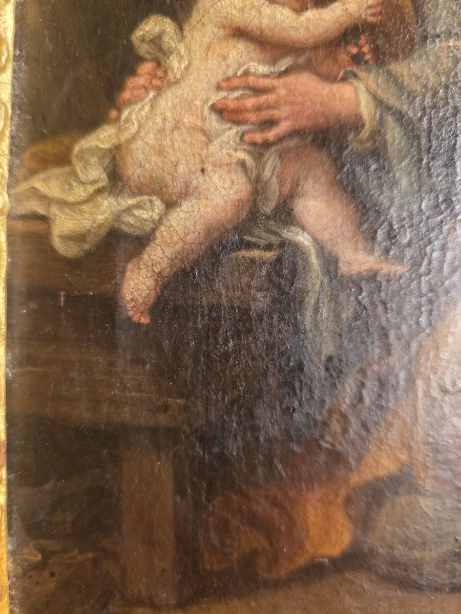 Painting Depicting Saint Joseph With The Child Jesus. Baroque Period.-photo-2