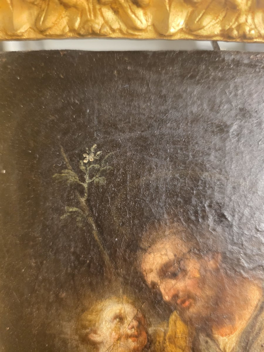 Painting Depicting Saint Joseph With The Child Jesus. Baroque Period.-photo-4