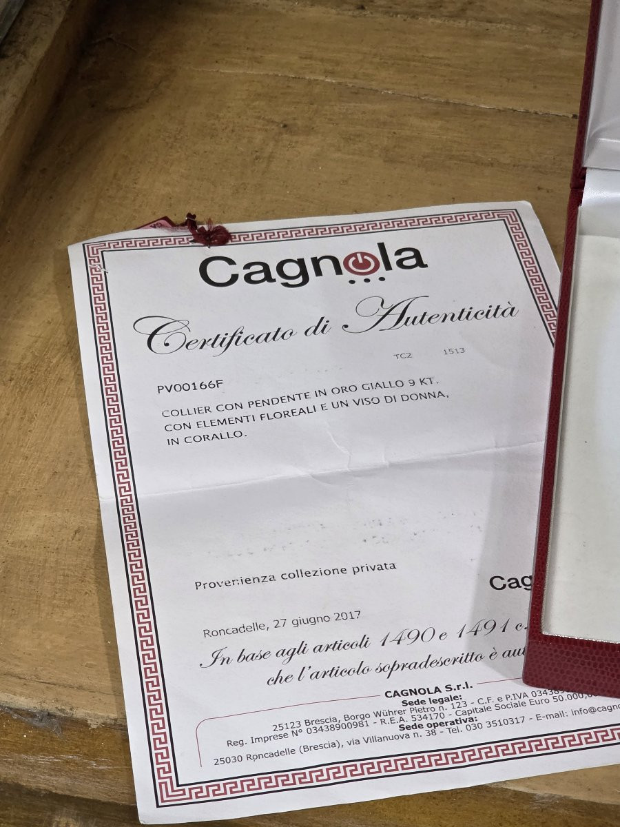 Collier pendentif en or 9 carats et corail Sciacca-photo-3