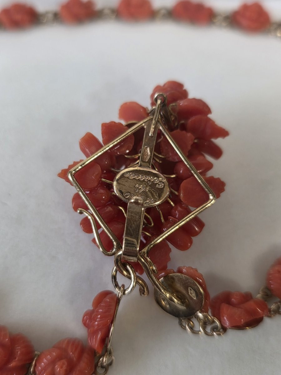 Collier pendentif en or 9 carats et corail Sciacca-photo-2