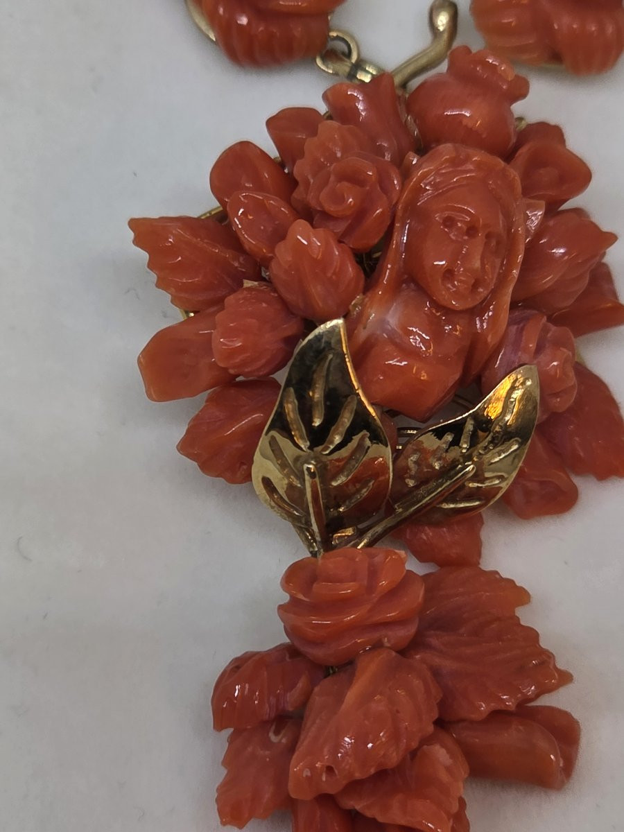 Collier pendentif en or 9 carats et corail Sciacca-photo-4