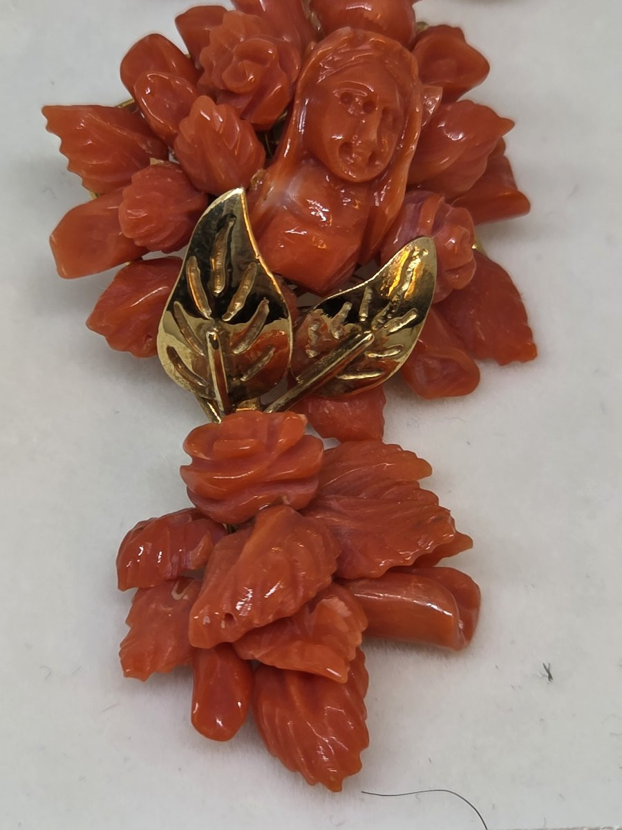 Collier pendentif en or 9 carats et corail Sciacca-photo-6