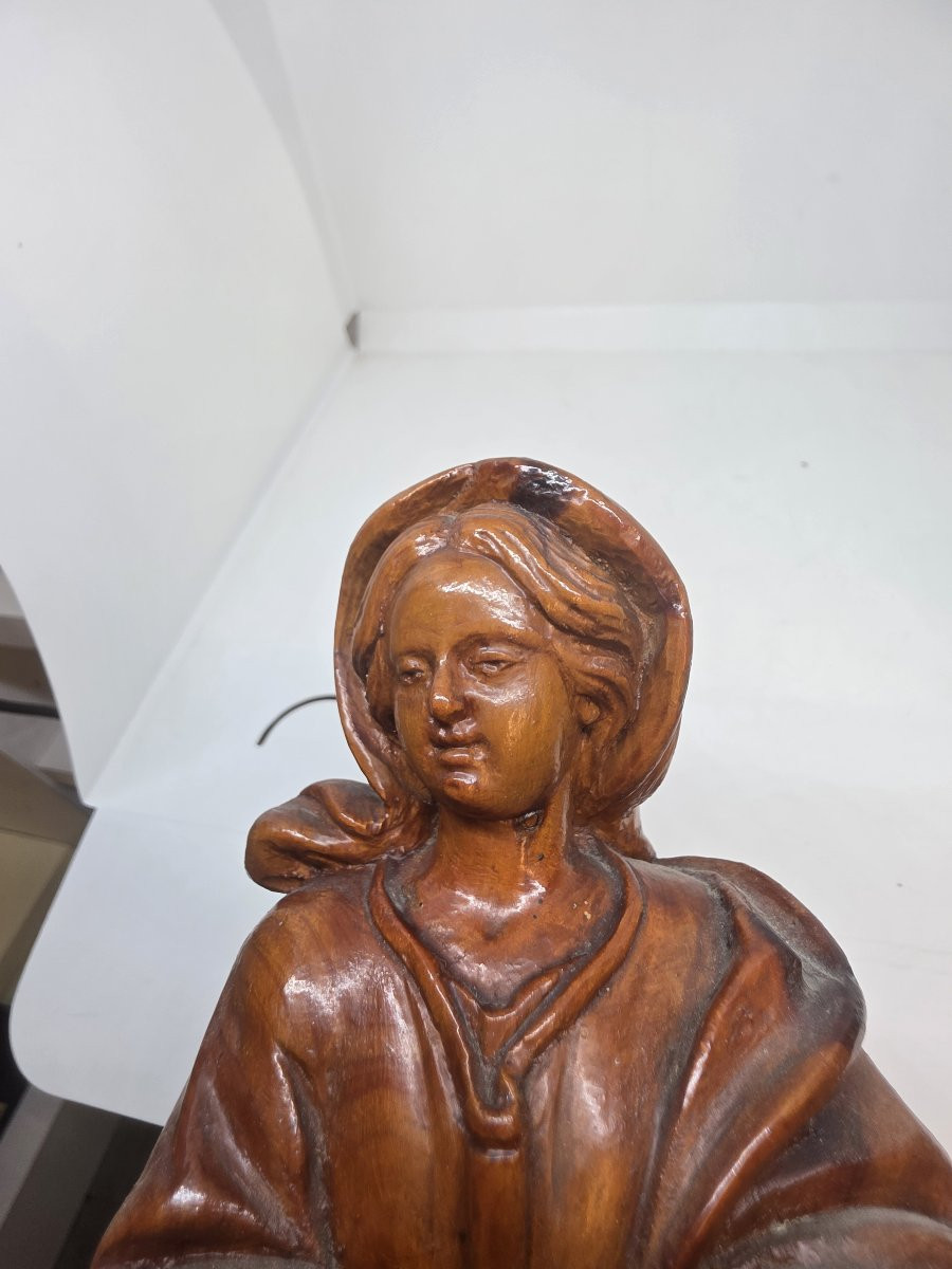 Statue en bois sculpté représentant l'Immaculée Conception, XIXe siècle, Sicile-photo-3