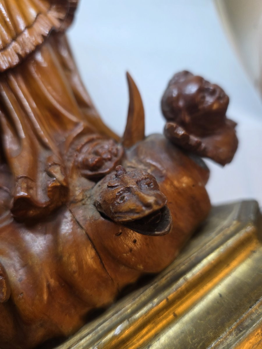 Statue en bois sculpté représentant l'Immaculée Conception, XIXe siècle, Sicile-photo-1