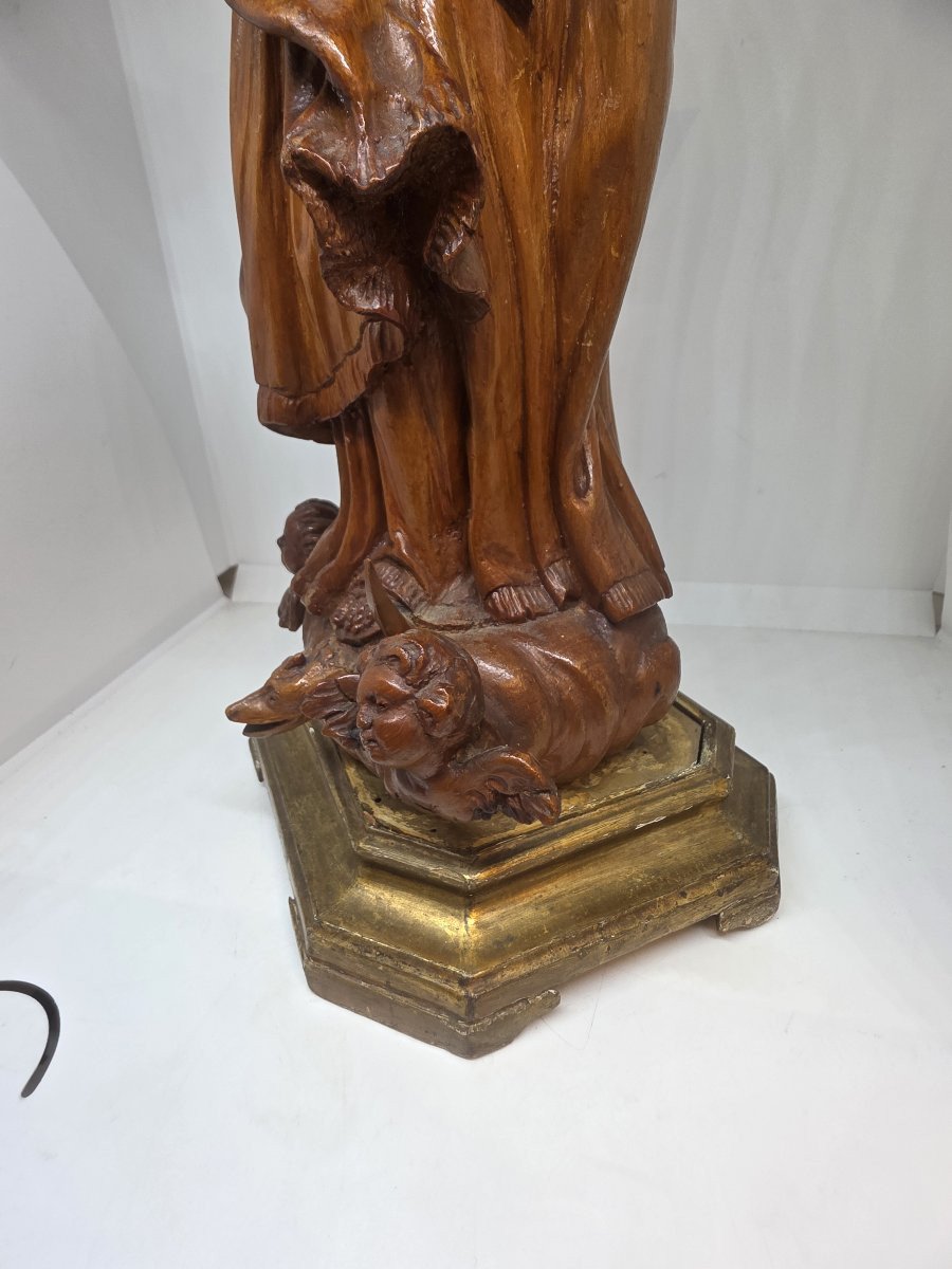 Statue en bois sculpté représentant l'Immaculée Conception, XIXe siècle, Sicile-photo-4